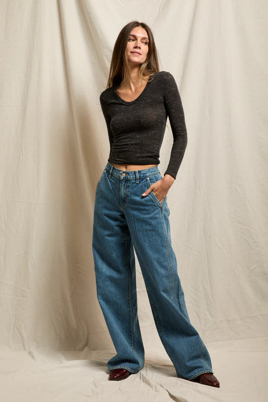 Perfect White Tee - Women - Charcoal Ash Melissa Hacci U-Neck Long Sleeve Jersey Top