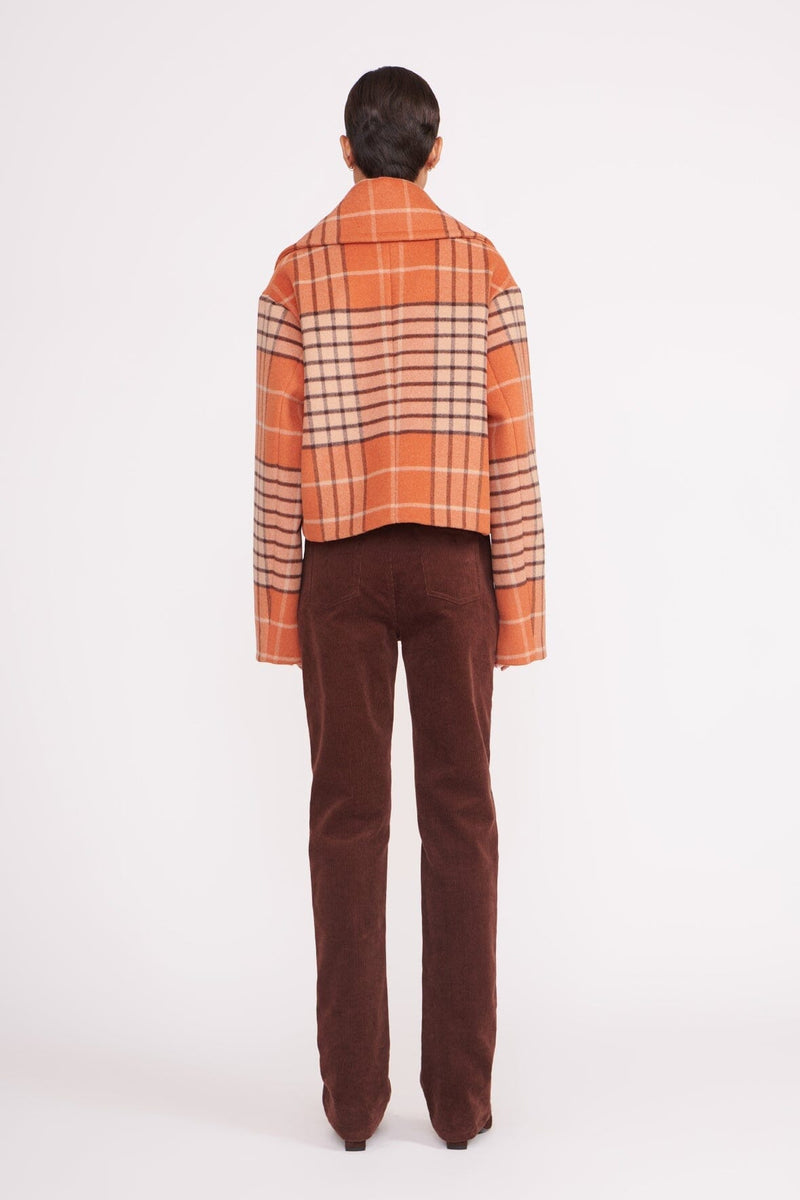 STAUD - Women - Persimmon Mega Plaid Carver Cropped Coat