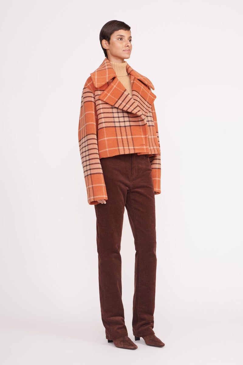 STAUD - Women - Persimmon Mega Plaid Carver Cropped Coat