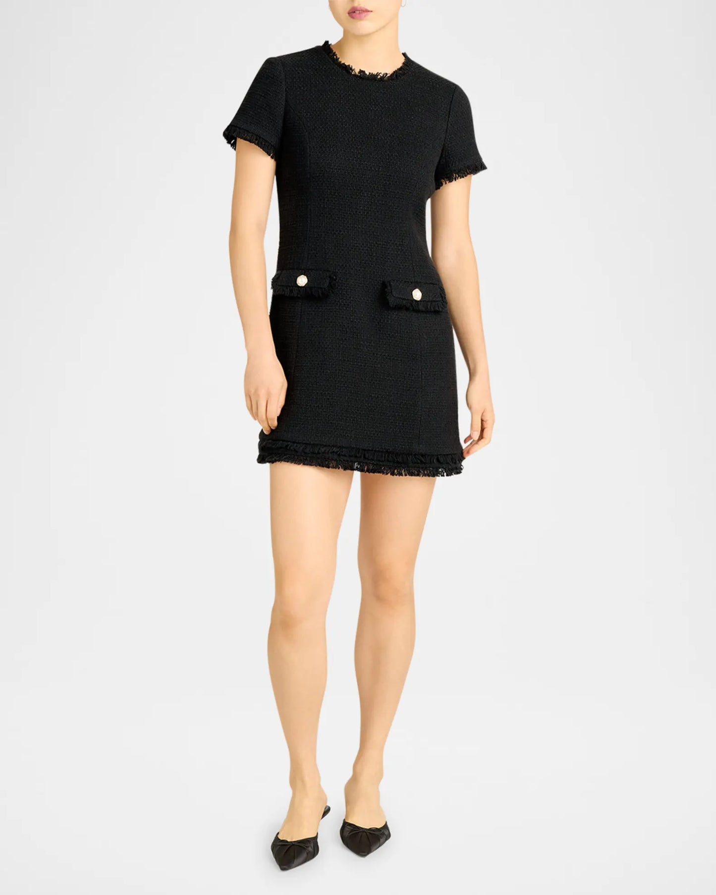 Cinq a Sept - Women - Black Brand Tweed Mini Shift  Dress