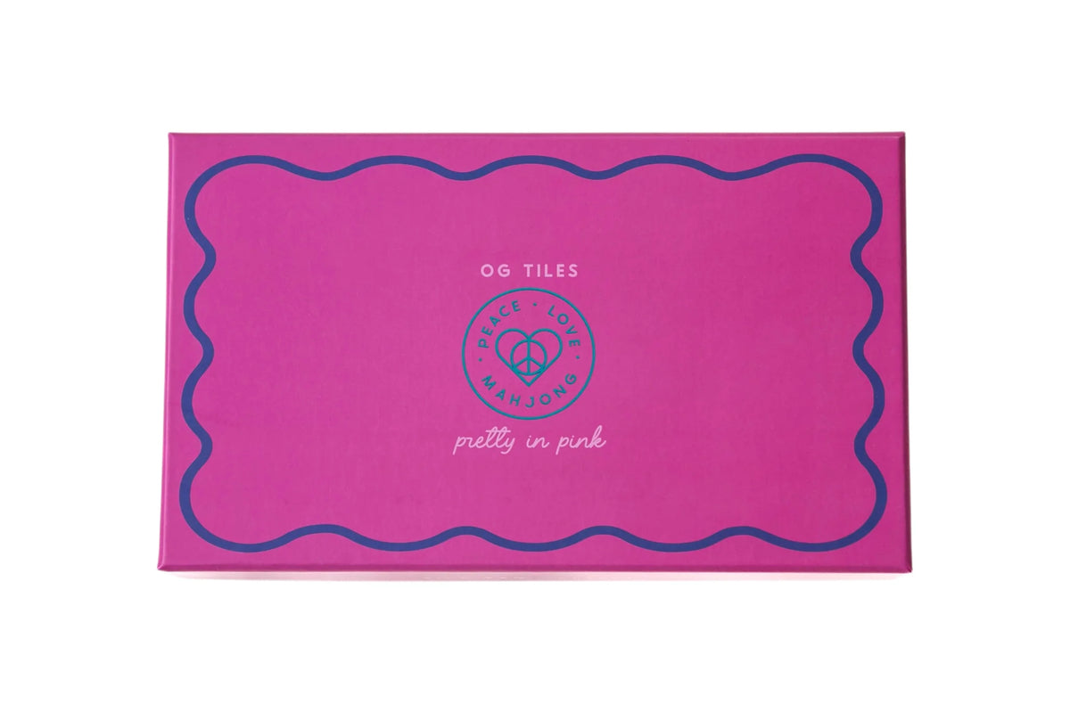 Peace Love Mahjong -  OG Pretty in Pink Mahj Tiles + Tile Pouch + Dice