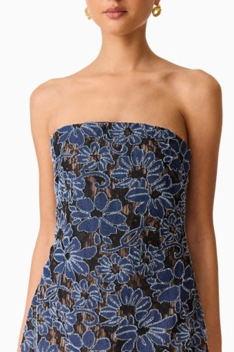 ElLLIATT - Women - Bluenude  Denim Lace Edelie Strapless Mini Dress