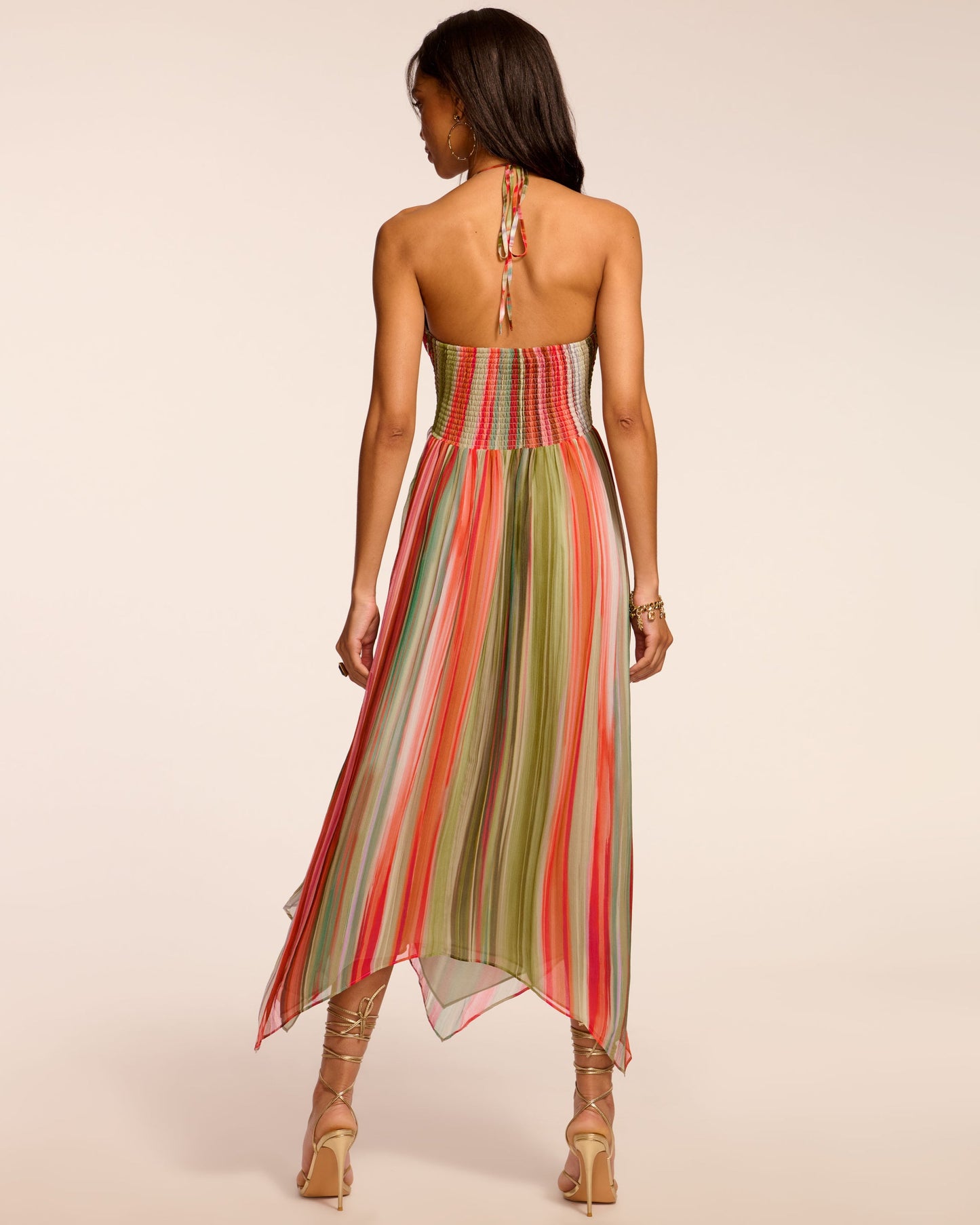 Ramy Brook - Women - Mint Stripe Anaja Silk Chiffon Cutout Midi Dress