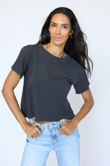 Perfect White Tee - Women - Ruby Cotton Boxy Crew Neck Tee With Side Slits