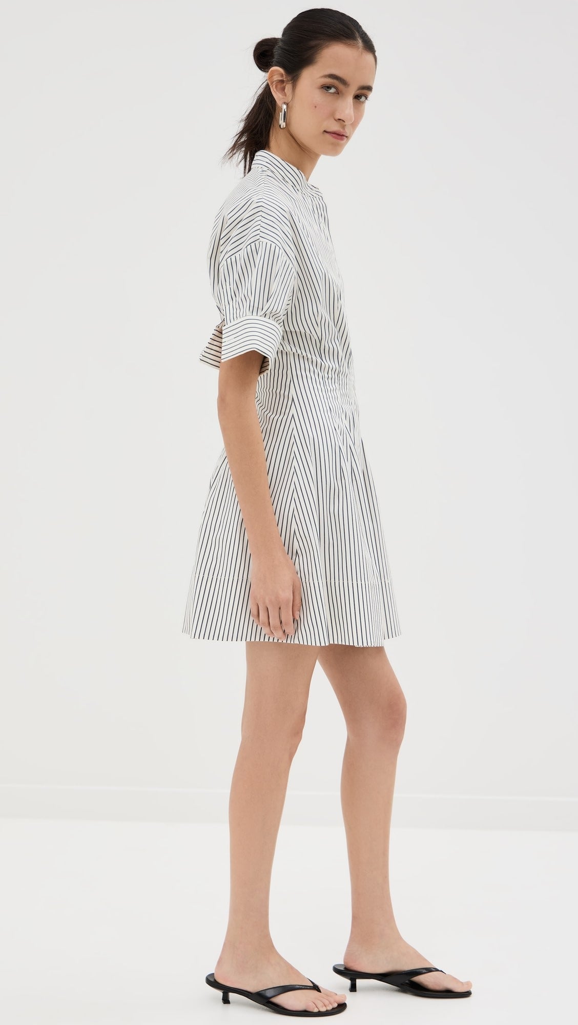 STAUD - Women - Ivory Micro Stripe Mini Lorenza Dress