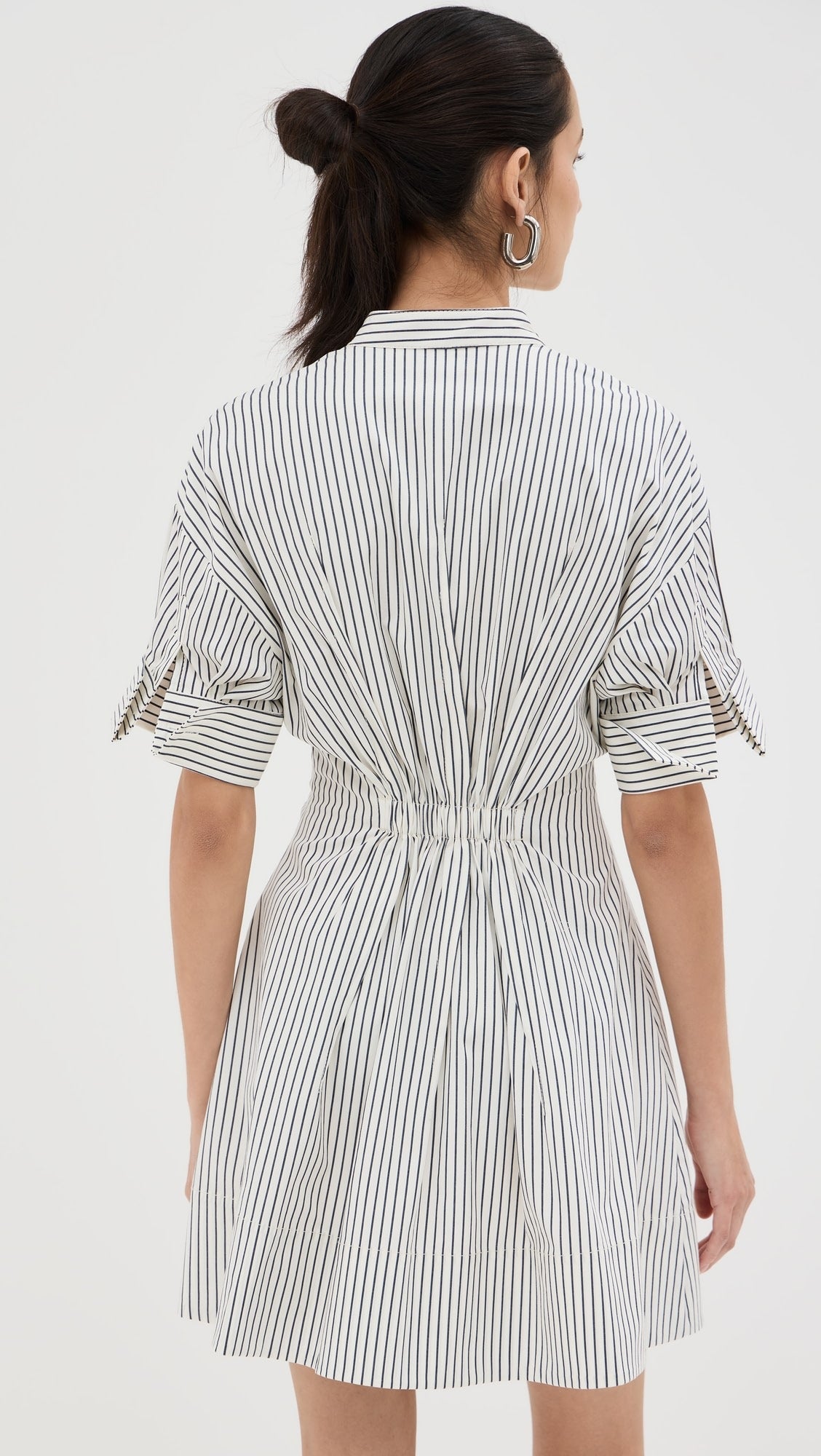 STAUD - Women - Ivory Micro Stripe Mini Lorenza Dress