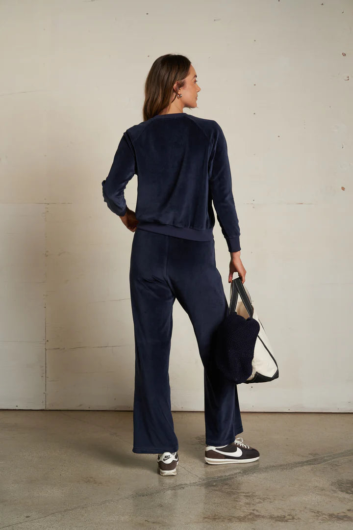 Perfect White Tee - Women- Navy Stella Velour Shrunken Sweatshirt