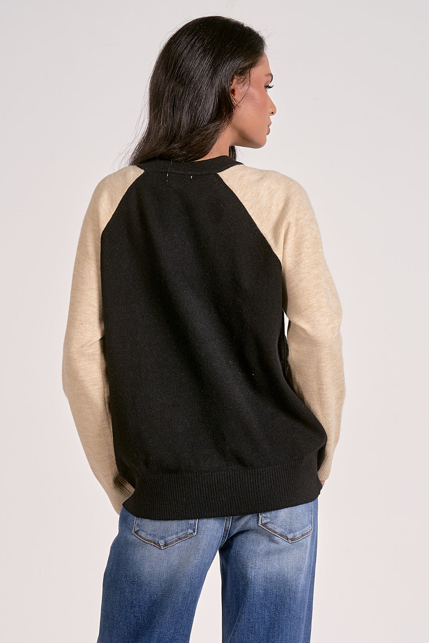 Elan - Women - Black/Natural Crewneck Sweater