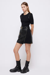 Simkhai - Women - Black Anisa Belted Knit Combo Mini Dress