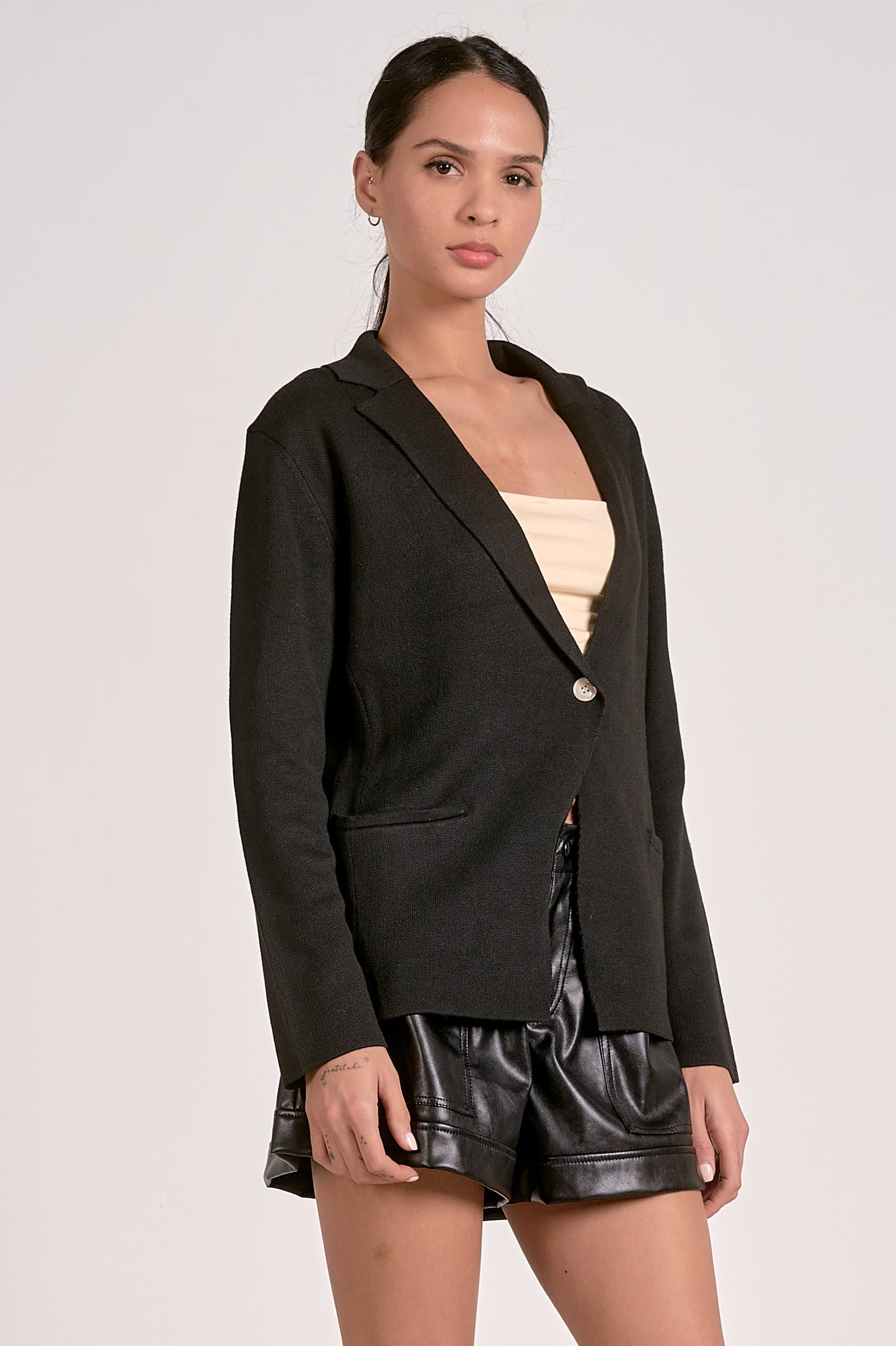 Elan - Women - Black Sweater Blazer