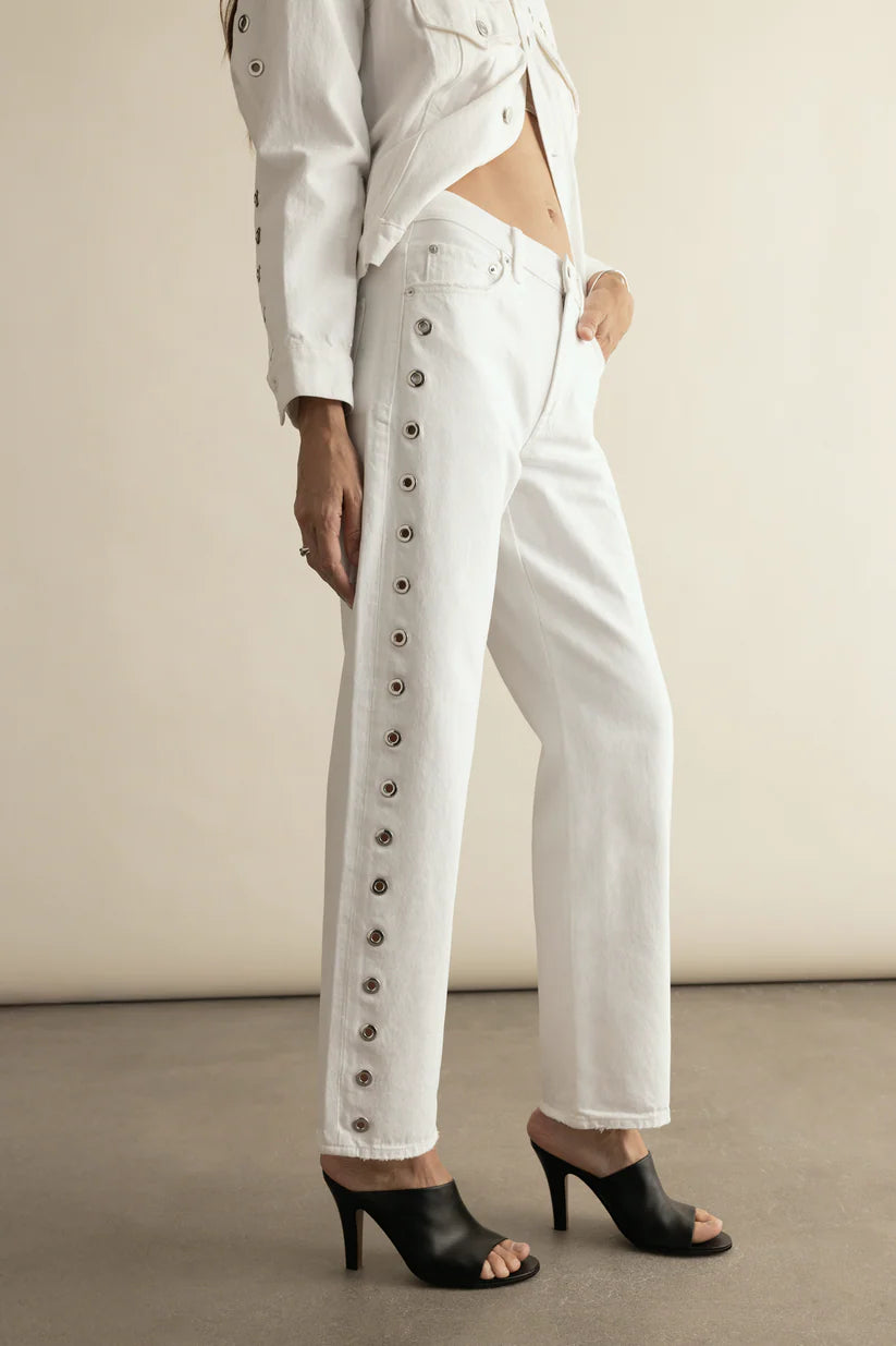 Pistola - Women - Vivid White Lexi Mid Rise Bowed Straight Jean