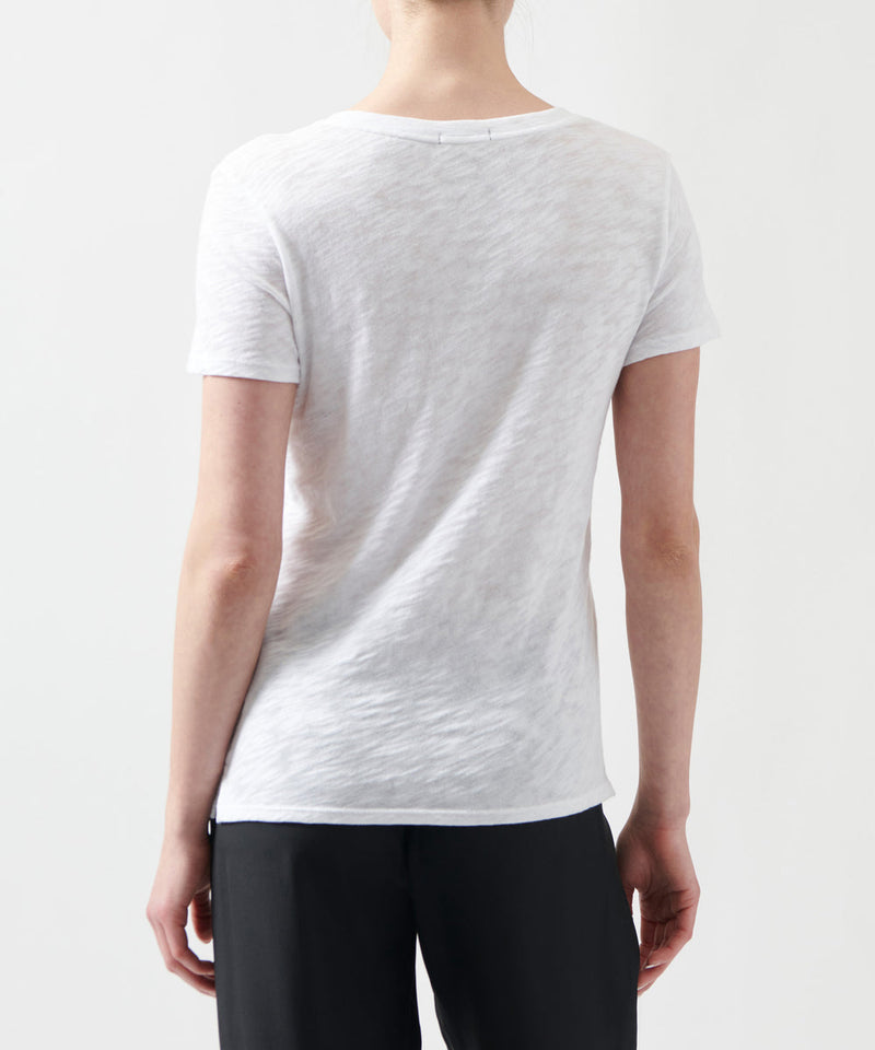 ATM - Women - White Slub Jersey Schoolboy V-Neck Tee