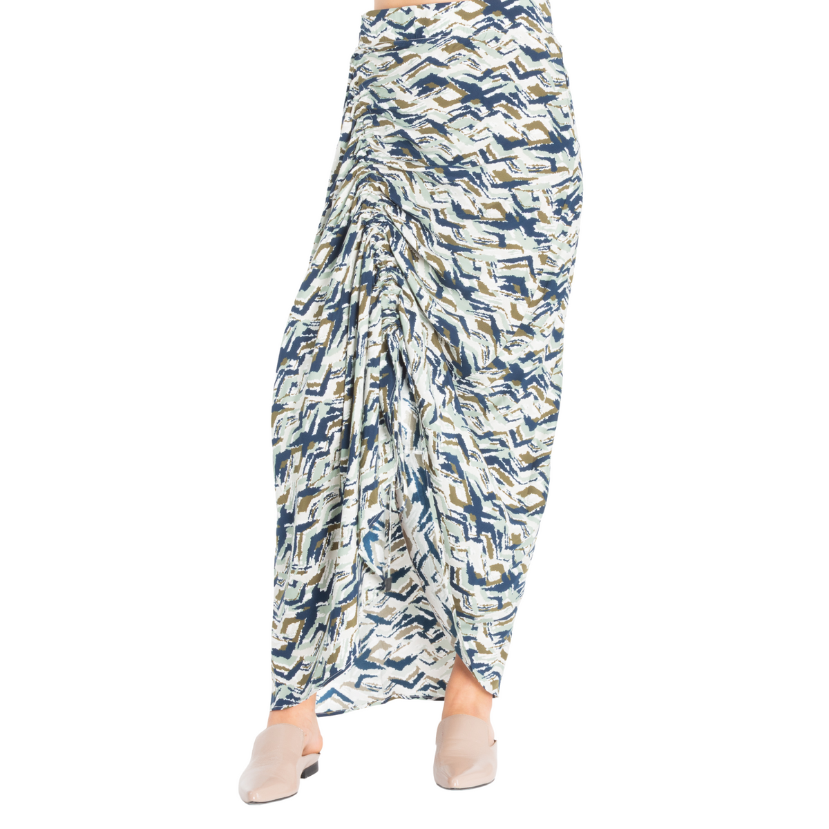 Toledo Silk Long Skirt with Drawstrings