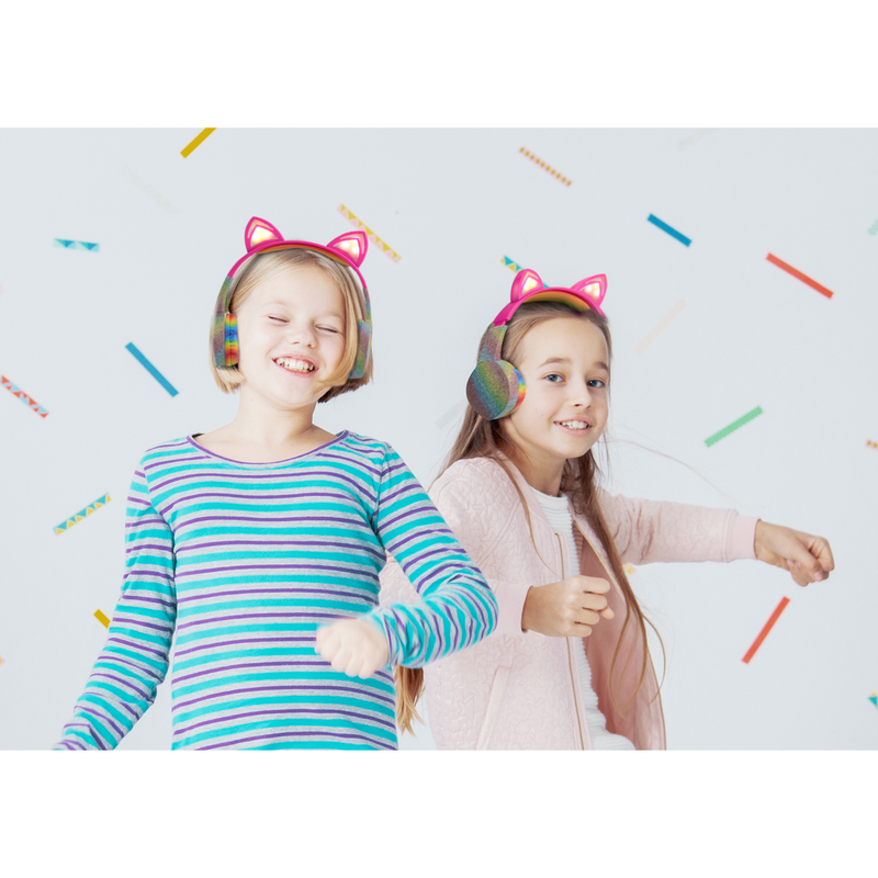 Guys N Gals Trend Tech Kiddy Ears Rainbow Bluetooth Headphones