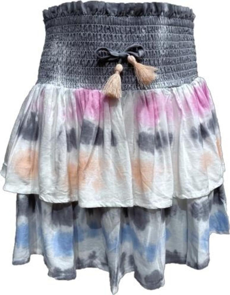 Stripe Smocked Ruffle Skirt
