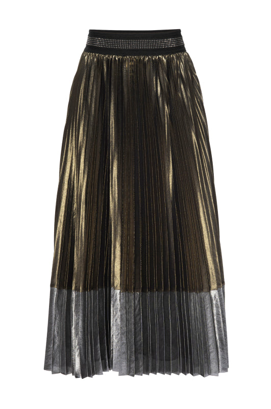 Le Superbe - Women - Vintage Gold Pewter The Ritz Two Toned Pleated Skirt