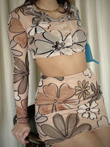 Guys N Gals - Women - Cocoa Floral Mesh Mini Skirt