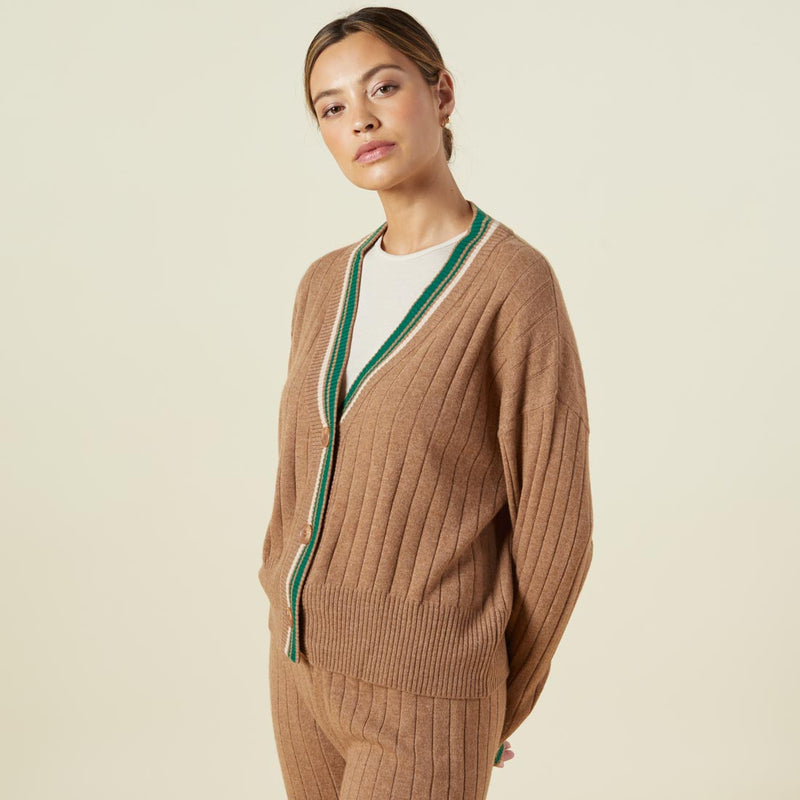 Monrow - Women - Camel Varsity Cardigan